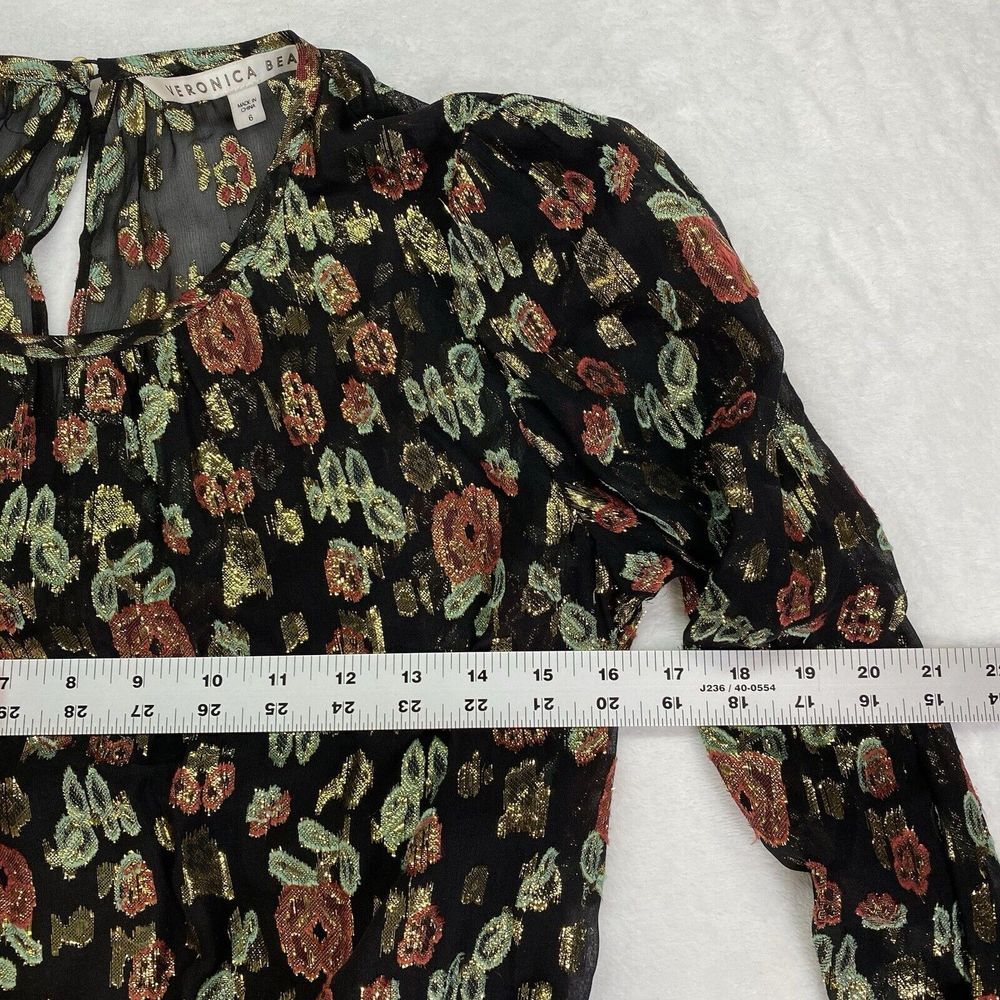 Veronica Beard Robin Sheer Dress Size 6 MSRP $650 - flaw on sleeve button hole - Picture 3 of 10